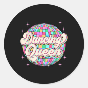 Dancing Queen Shirt Dancing 70s Kinder Meisje Ronde Sticker
