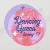 Dancing Queen Turning 17 Disco Ball Invitation (Devant / Derrière)