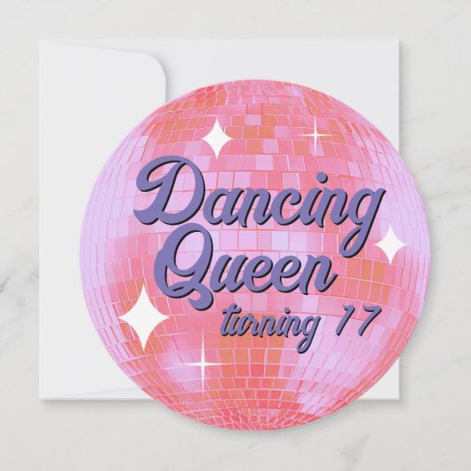 Dancing Queen Turning 17 Disco Ball Invitation (Devant)