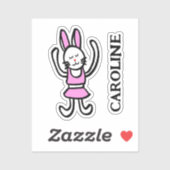 Dancing Rabbit Vinyl Naam Sticker in vele maten (Vel)