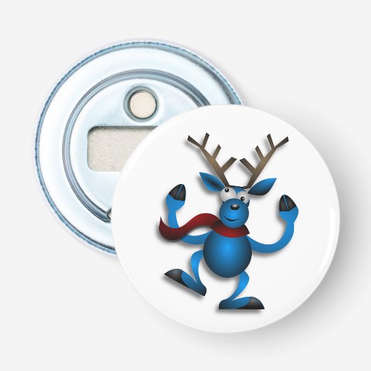 DANCING REINDEER BUTTON FLESOPENER (Voorkant)
