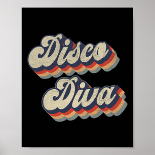 Dancing Retro 70s 80s Party Disco Diva Poster
