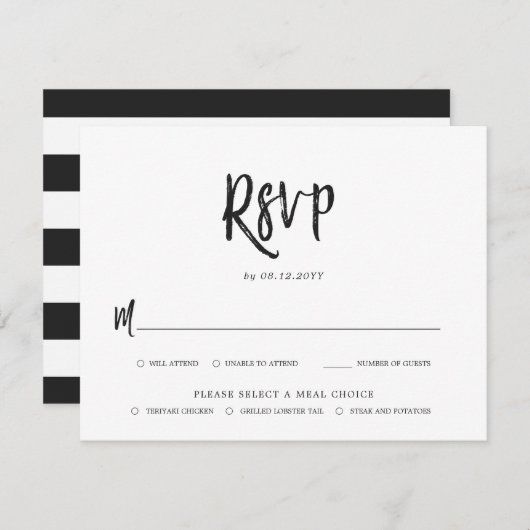 Dancing Script Mariage RSVP Meal Choice (Devant / Derrière)