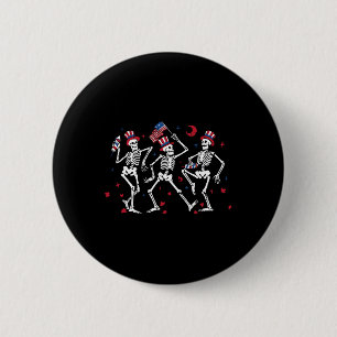 Dancing Skeleton 4 juli Verenigde Staten Patriotti Ronde Button 5,7 Cm
