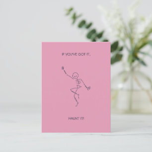 Dancing Skeleton Carte postale Halloween rose