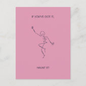 Dancing Skeleton Carte postale Halloween rose (Devant)