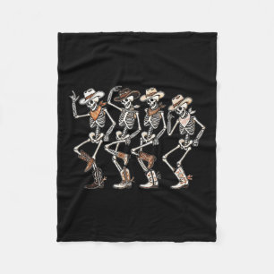 Dancing Skeleton Cowboys Western Country Rodeo Hal Fleece Deken