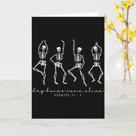 Dancing Skeleton Dry Bones Come Alive Christian Ha Kaart (Gele Bloem)