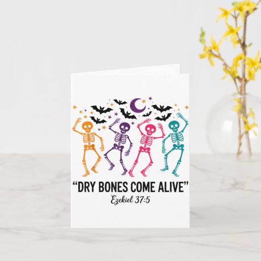 Dancing Skeleton Dry Bones Come Alive Christian Ha Kaart (Gele Bloem)