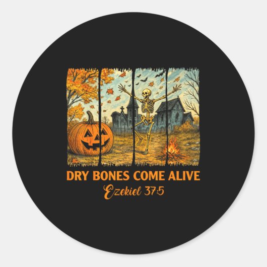Dancing Skeleton Dry Bones Come Alive Christian Ha Ronde Sticker (Voorkant)