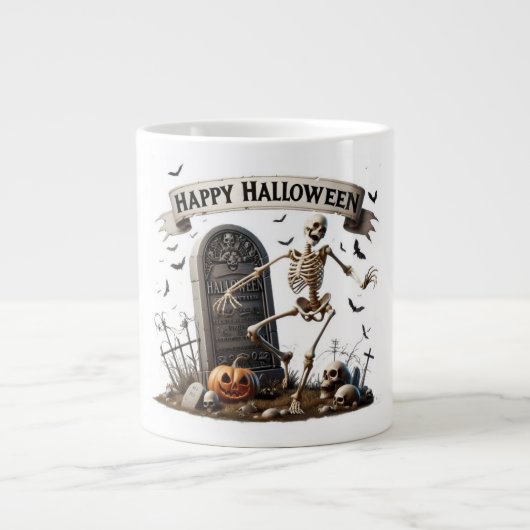 Dancing Skeleton Halloween Design Extra Grote Beker (Voorkant)