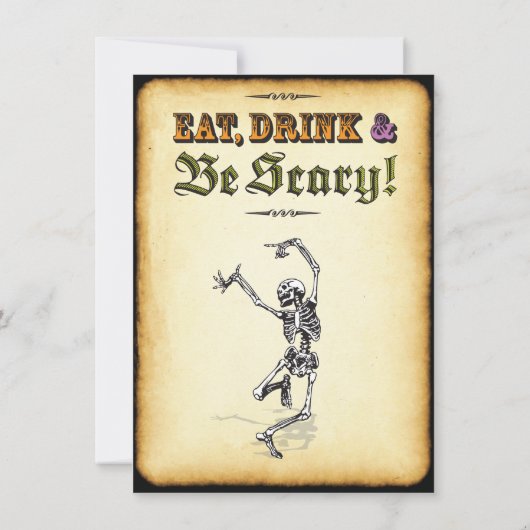 Dancing Skeleton Halloween fêtes Invitations (Dos)