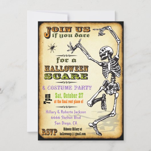 Dancing Skeleton Halloween fêtes Invitations (Devant)