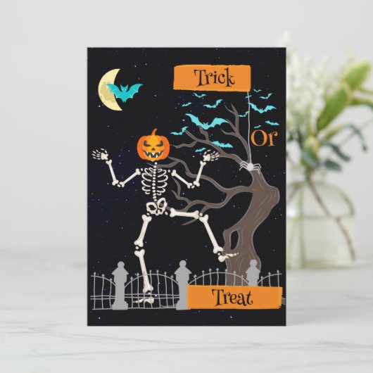 Dancing Skeleton Halloween Invitation (Debout devant)