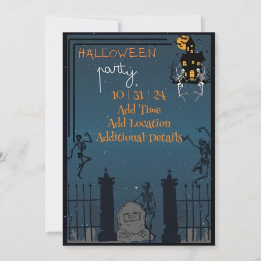 Dancing Skeleton Halloween Invitation (Dos)