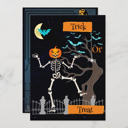 Dancing Skeleton Halloween Invitation (Devant / Derrière)