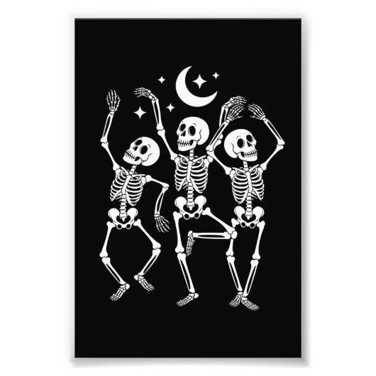 Dancing Skeleton Happy Halloween Herfst Skull Foto Afdruk (Voorkant)