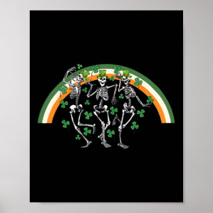 Dancing Skeleton St Paddy's Day Ierse bier drinken Poster