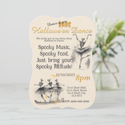 Dancing Skeletons Hallowe'en Dance Invitation (Debout devant)