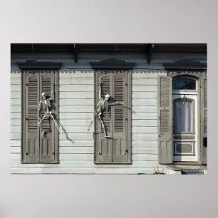 Dancing Skeletons Halloween House Poster