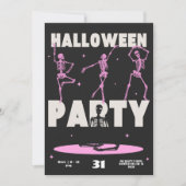 Dancing Skeletons Halloween Party Invitation Card (Devant)