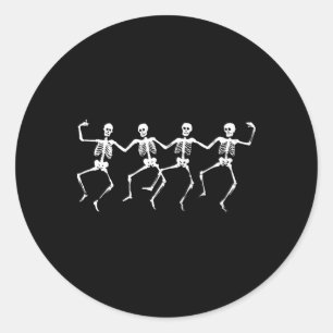 Dancing Skeletons - Spooky Funny Halloween Party G Ronde Sticker