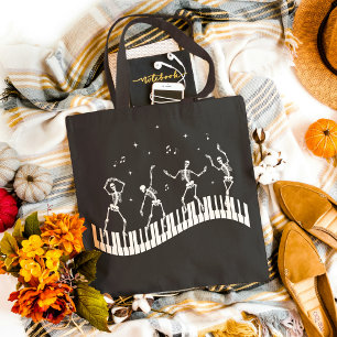 Dancing Skeletons Toetsenbord Muziek Leraar T-shir Draagtas