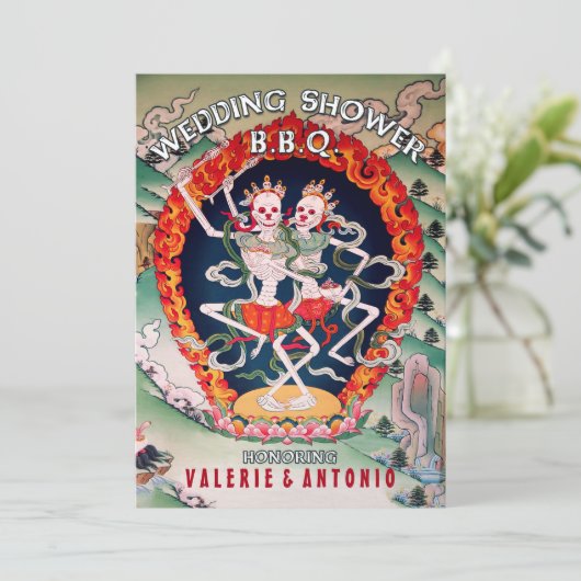 Dancing Skeletons Wedding shower BBQ Invitations (Debout devant)