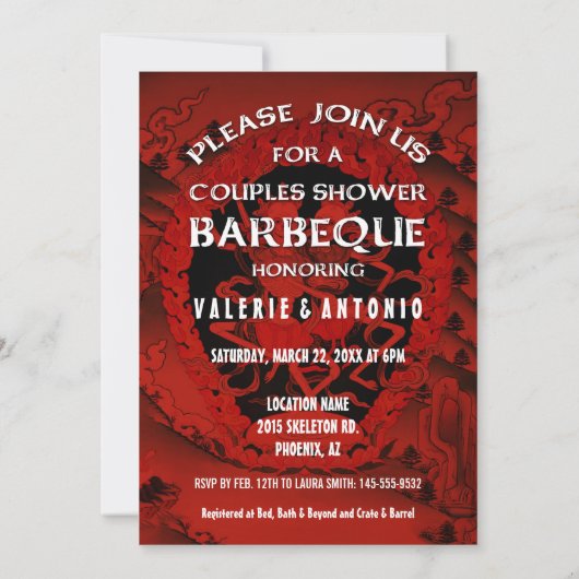 Dancing Skeletons Wedding shower BBQ Invitations (Dos)