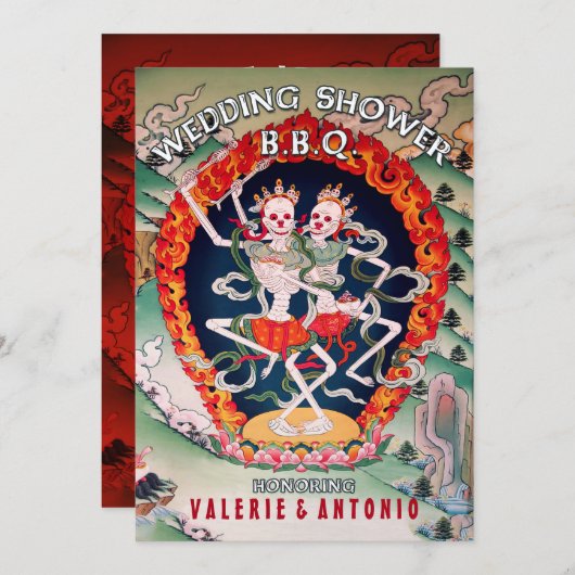 Dancing Skeletons Wedding shower BBQ Invitations (Devant / Derrière)