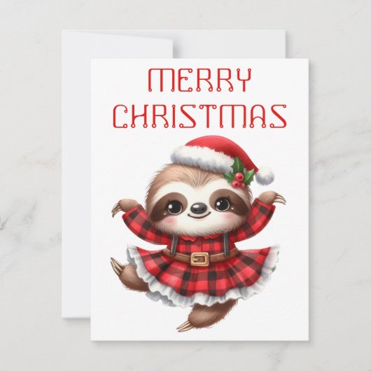 Dancing Sloth Pup - Carte de Noël (Devant)
