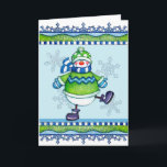 Dancing Snowman - Carte de voeux<br><div class="desc">Carte de voeux hivernale d'un bonhomme de neige dansant.</div>