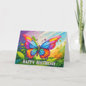 Dancing Spring Butterfly Doodle Happy Birthday Kaart (Voorkant)