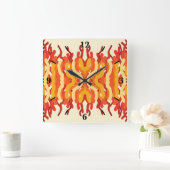 Dancing Sunburst Pop van kleur Abstracte kunst Vierkante Klok (Huis)