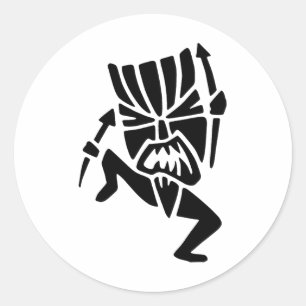 Dancing Tiki Man Ronde Sticker