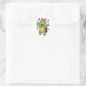 Dancing turtle ronde sticker (Tas)