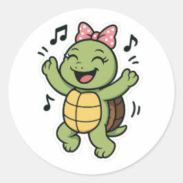 Dancing turtle ronde sticker