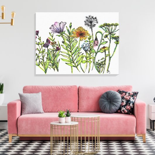 Dancing Wildflowers Canvas Afdruk (Insitu (Woonkamer))