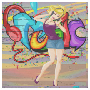 Dancing Woman 4 Musique Graffiti Tissu mural
