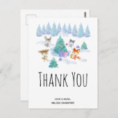 Dancing Woodland Animals Waterverf Dank u Briefkaart (Voorkant / Achterkant)