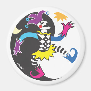 Dancing yinyang jester magnet magneet