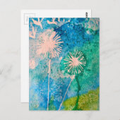 Dandelion abstracte waterverf geschilderd briefkaart (Voorkant / Achterkant)