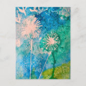 Dandelion abstracte waterverf geschilderd briefkaart (Voorkant)