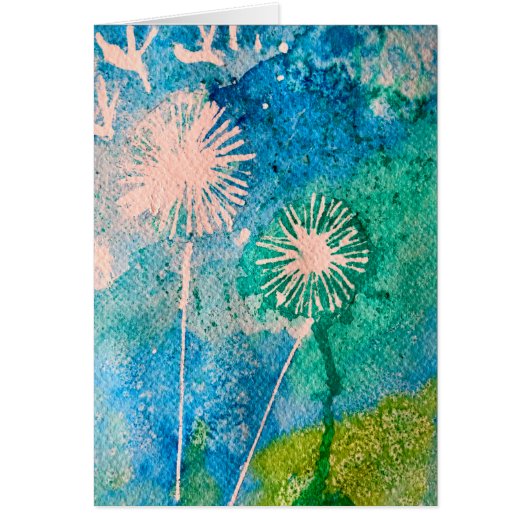 Dandelion aquarelle abstraite peinte (Devant)