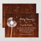 Dandelion Baby shower Invitation - hout Kaart (Voorkant / Achterkant)