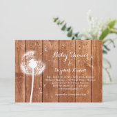 Dandelion Baby shower Uitnodiging - eikenhout (Staand voorkant)