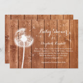 Dandelion Baby shower Uitnodiging - eikenhout (Voorkant / Achterkant)