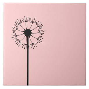 Dandelion Black Floral Tegeltje