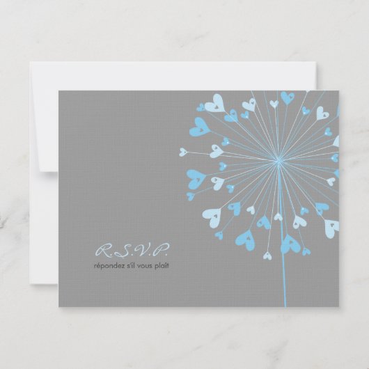 Dandelion bleu Fleurs Amour Mariage Carte RSVP (Dos)