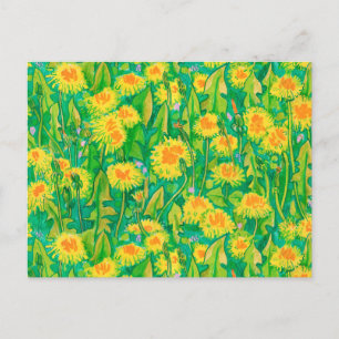 Dandelion Bloom Summer Flowers Floral Green Yellow Briefkaart